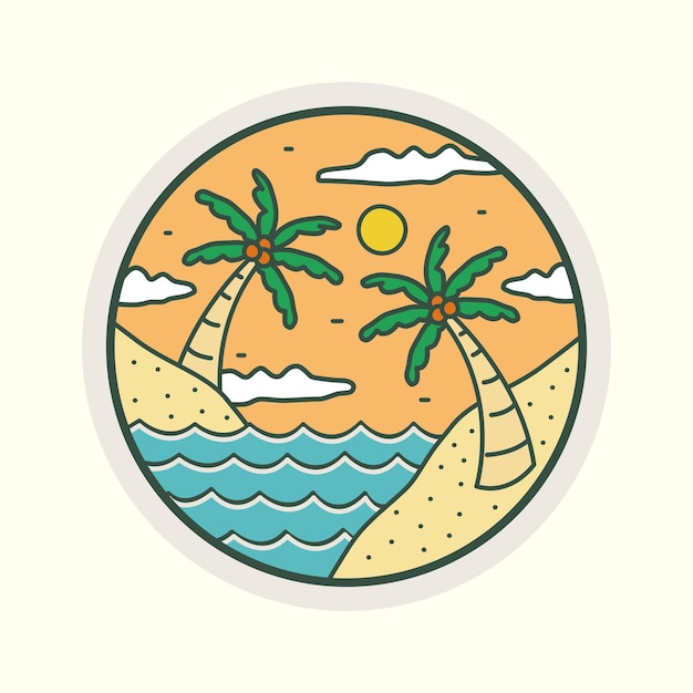 Summer beach vibes and coconut tree Design for tshirt badge sticker etc