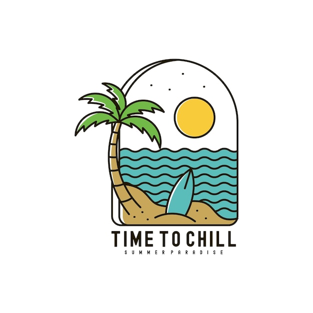 Summer Beach Vibes Time to Chill illustration Logo Design