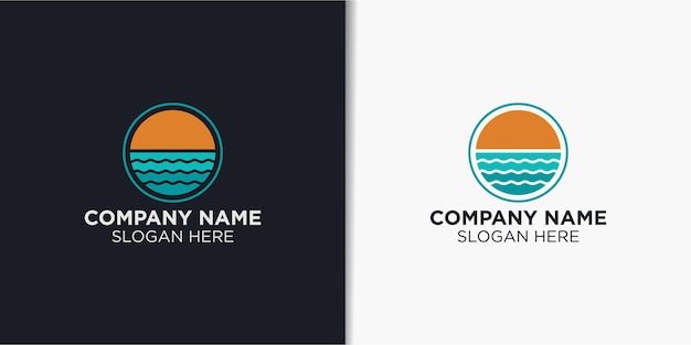 summer and beach vintage logo design vector holidays logo design template
