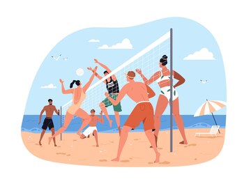 Play Volleyball White Transparent, Play Volleyball In Summer, Hand Draw,  Summer, Midsummer PNG Image For Free Download