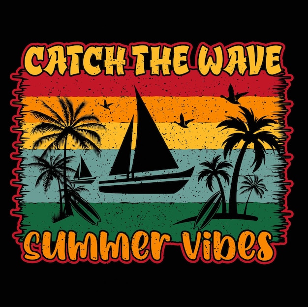 サーフィン t シャツ デザイン ヴィンテージとレトロな夏のビーチ