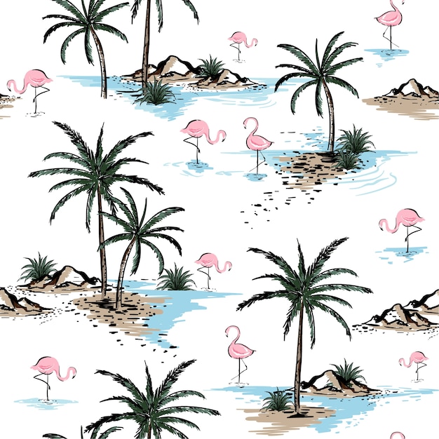 Summer beautiful seamless island pattern