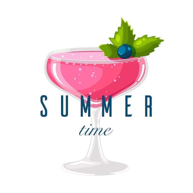Vector summer berry cocktail vector illustration