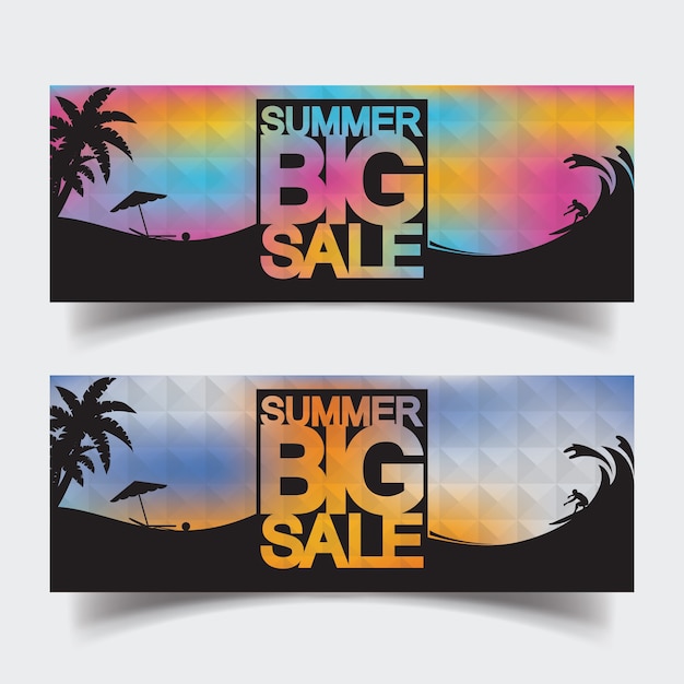 Vector summer big sale header banner template designs for web