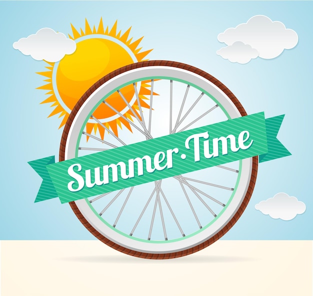 Summer bike card. the concept of active summer holiday