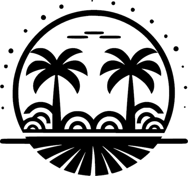 Summer Black and White Vector illustration