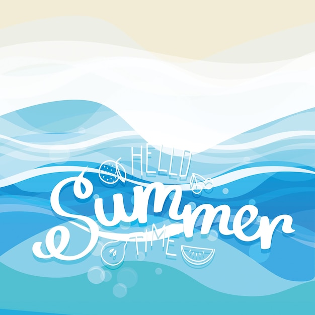 Vector summer blue wave curve water ripple background