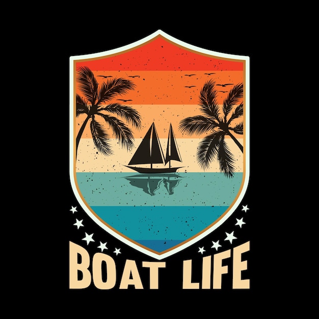 Summer boat life tshirt design