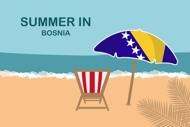 Vector summer in bosnia beach chair and umbrella vacation or holiday