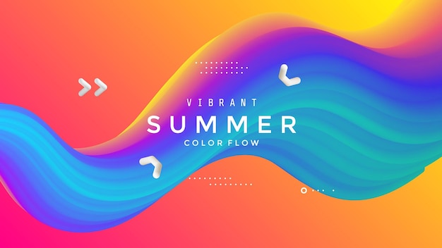 Summer bright party poster Abstract gradient wave