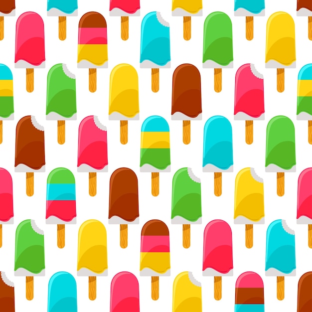 Summer bright seamless background with colorful ice creams
