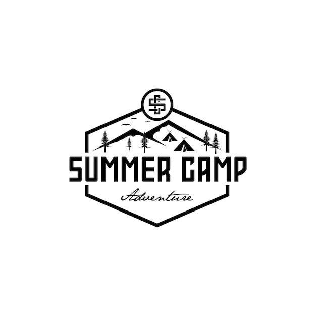 summer camp adventure vector logo design