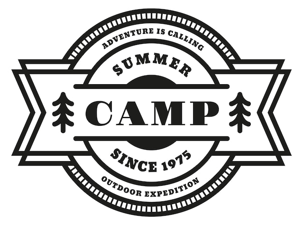 Summer camp badge Black hiking club logo