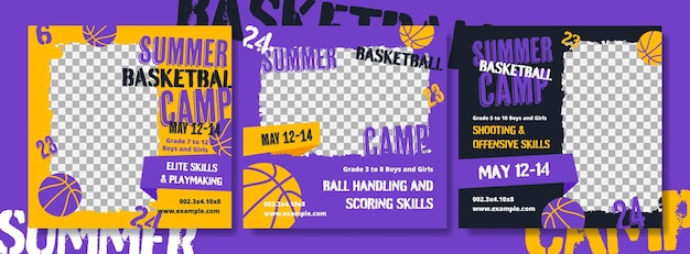 Summer camp for boy and girl Social media post kids basketball camp