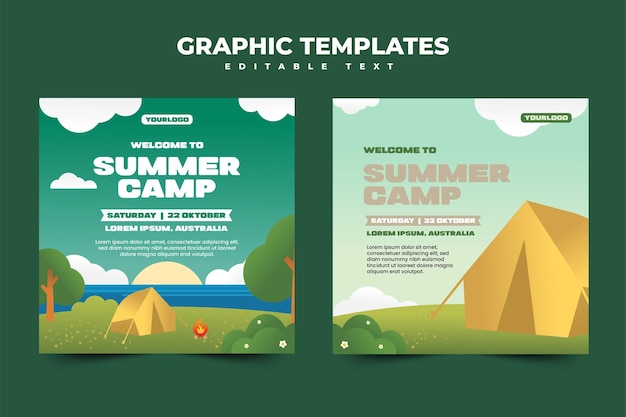 Summer camp graphic template editable simple and elegant design