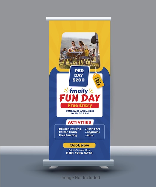 Vector summer camp rollup banner design stand banner