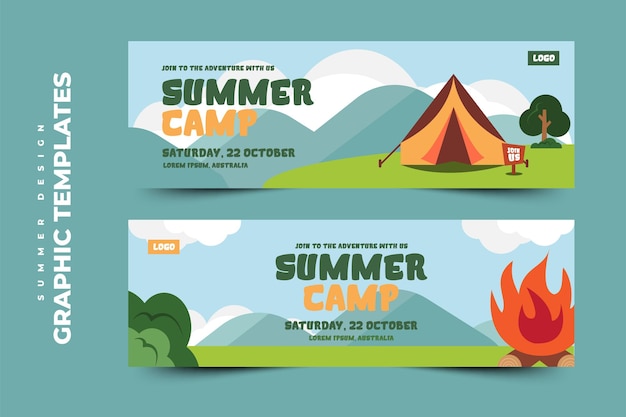 Vector summer camp season graphic template editable simple and elegant design