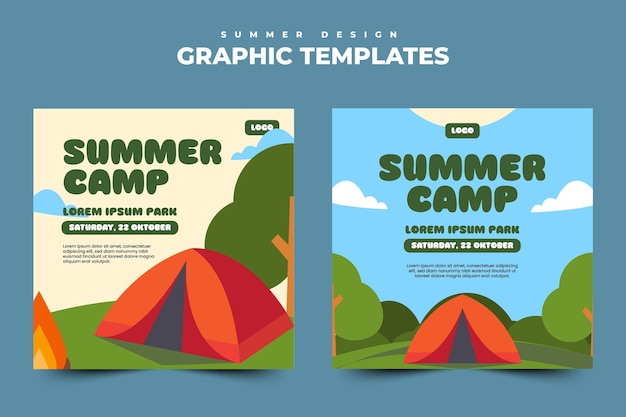 Summer Camp Season Graphic template Simple and Elegant Design