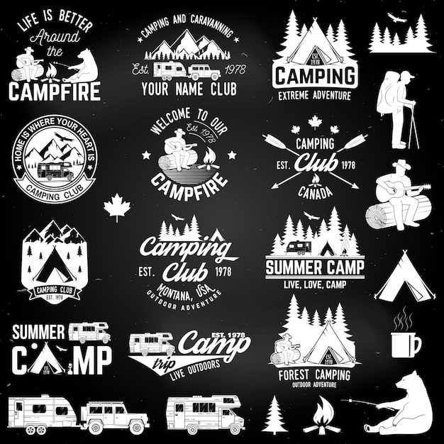 Летний лагерь Векторная иллюстрация Концепция для рубашки или логотипа печать штампа или футболки