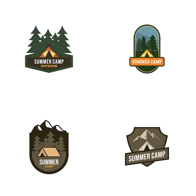 Vector summer camp vintage logo vector template