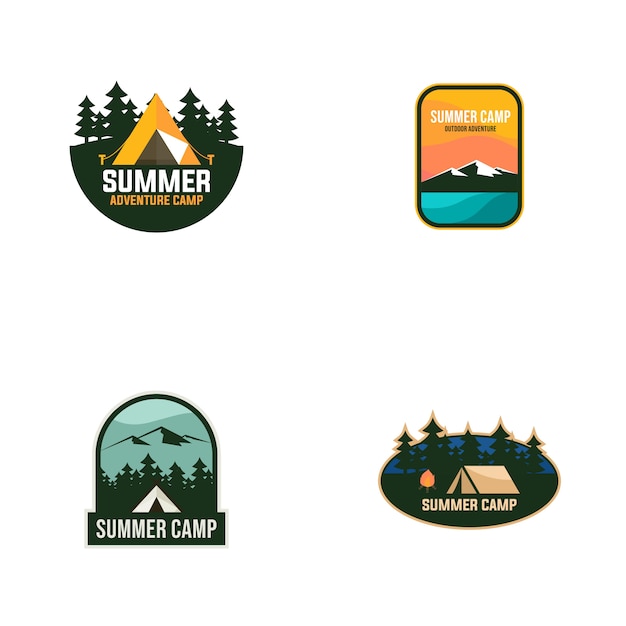 Summer Camp Vintage Logo Vector Template