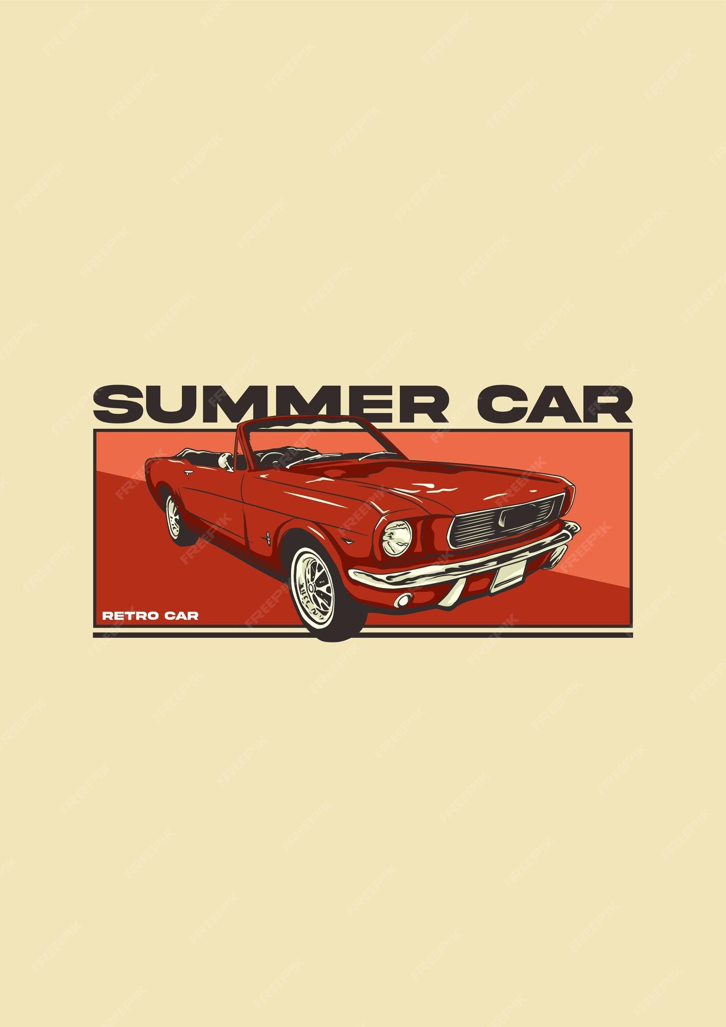 my summer car' Poster, picture, metal print, paint by Retro Nice