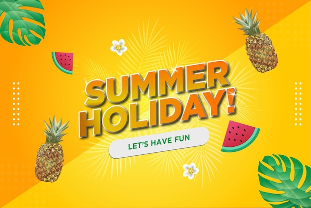 Summer card with pineapple