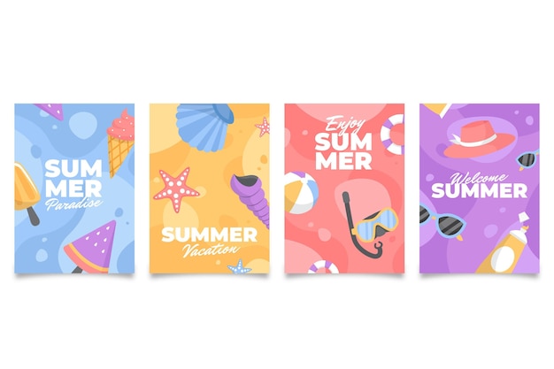 Vector summer cards collection