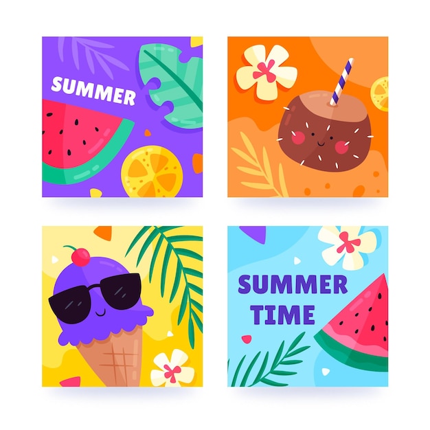 Vector summer cards collection