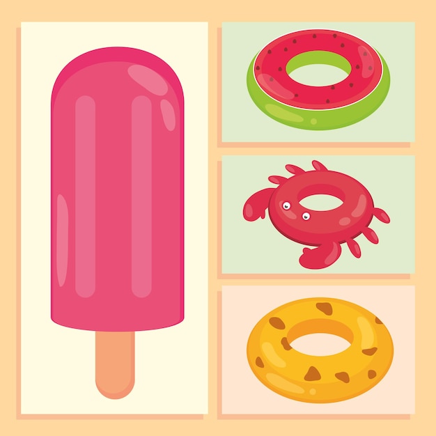 Summer cartoon icons