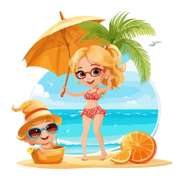 Summer cartoon vector on a white background