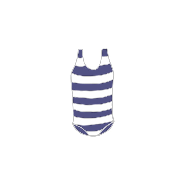 Элемент летней одежды Красивый женский полосатый купальник для купания в море или бассейне Стильная одежда для пляжного отдыха или путешествия Мультфильм плоская векторная иллюстрация на белом фоне