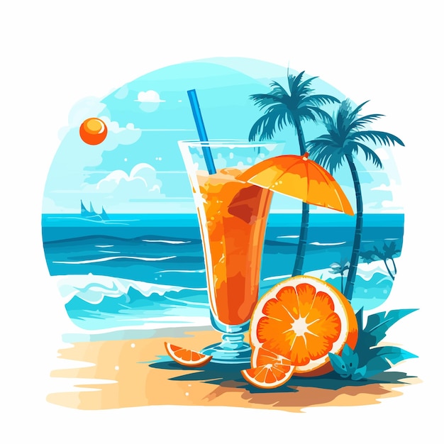 Summer cocktail beach concept flat design