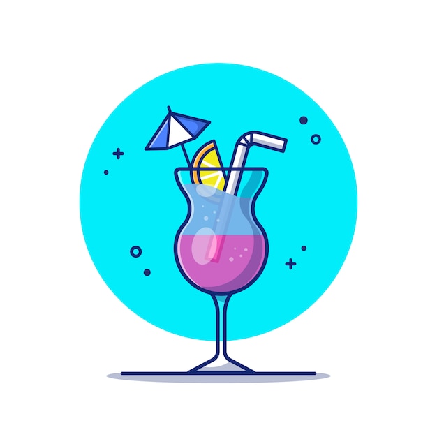 Vector summer cocktail drink cartoon   illustration.