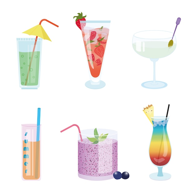 Summer cold drinks in glasses