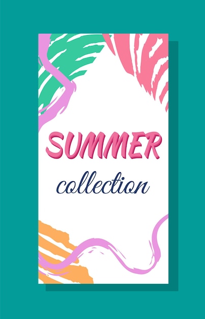 Summer collection ad trendy vertical retro poster