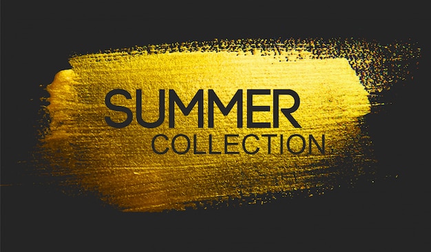 Vector summer collection text on golden brush
