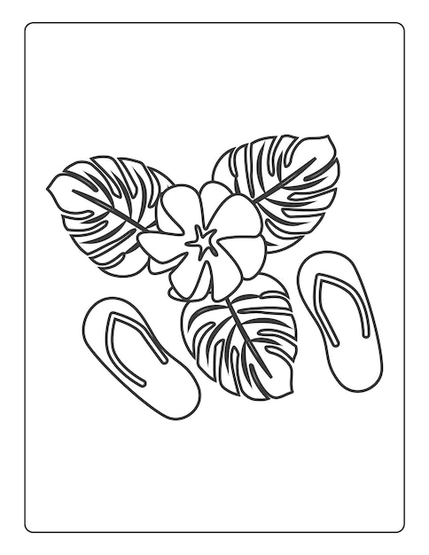 Summer Coloring Pages for kids with summer vibes sun and trees black and white coloring book