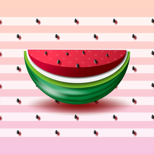 Vector summer concept with watermelon paper cut background