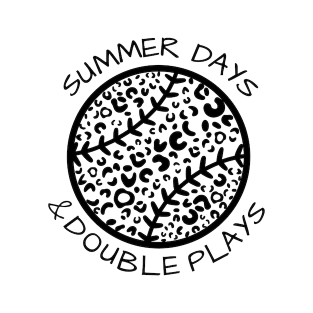 Summer Days Double Plays 레오파드 프린트와 야구 소프트볼 애호가 스포츠 디자인
