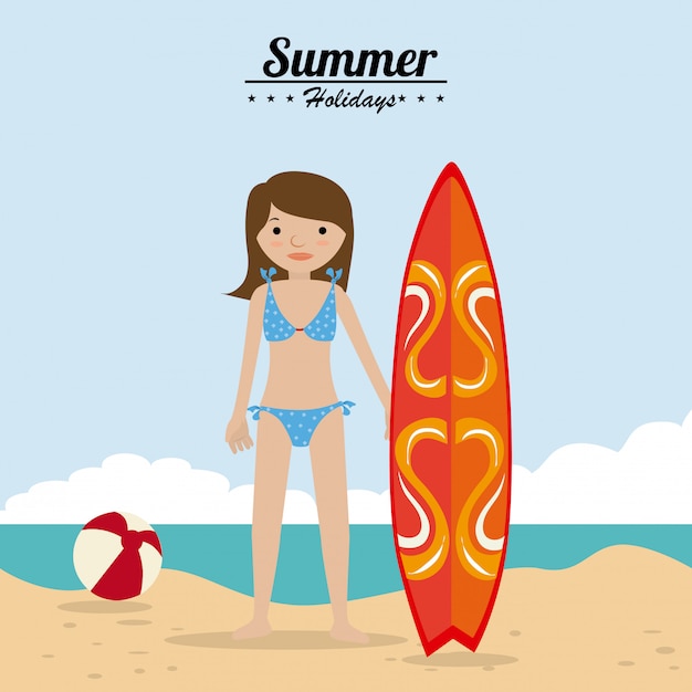 Summer design over beachscape background