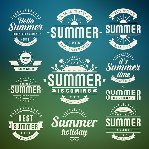 Summer design elements and symbols typographic labels and badges