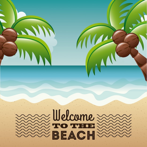 Summer design over seascape background vector illustration