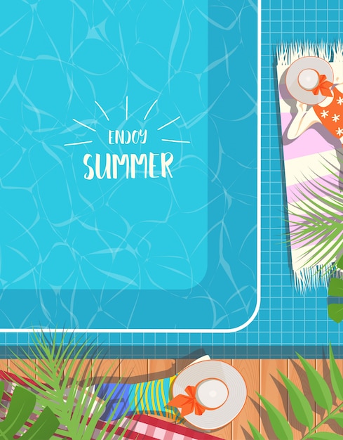 Summer design with swimming pool background