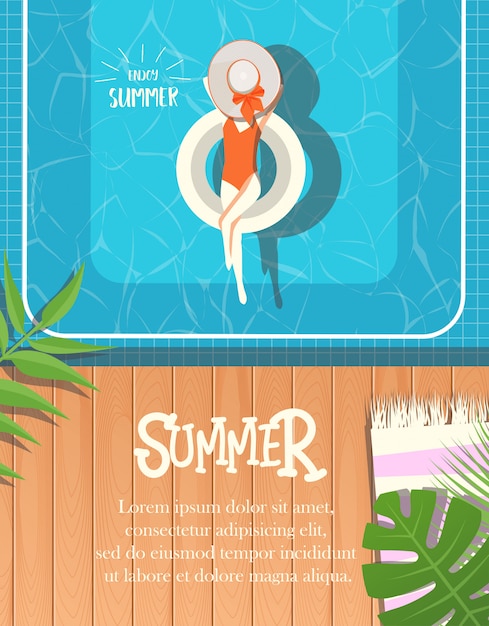 Summer design with swimming pool background