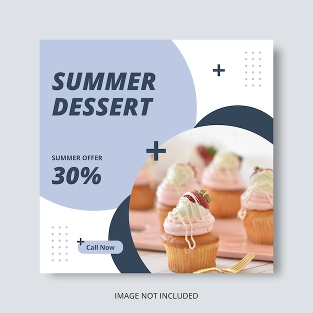 Summer dessert and ice cream special delicious social media post web banner design template