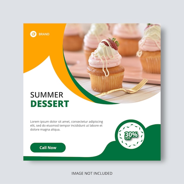 Dessert estivo e gelato speciale delizioso modello di progettazione di banner web post sui social media