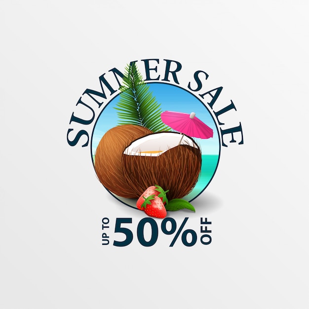 Vector summer discounts, round discount banner