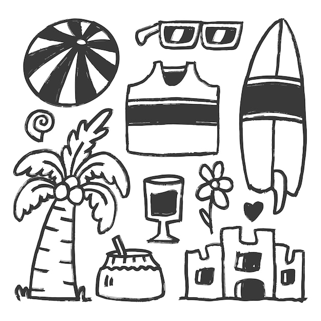 Vector summer doodle cartoon illustration design