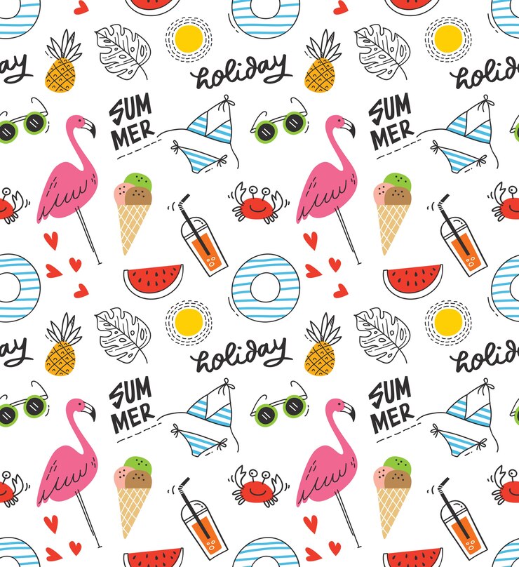 Vector summer doodle seamless background